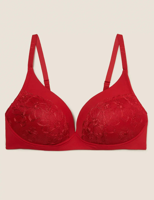 Embroidery T-Shirt Plunge Bra