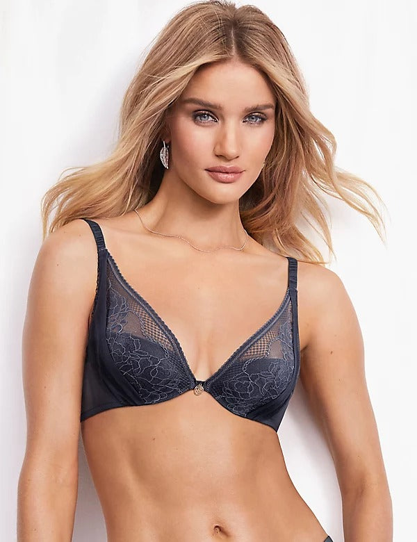 Mesh & Lace Padded Plunge Bra