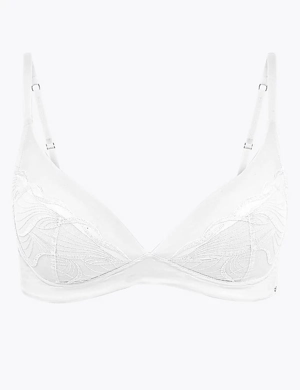 Full Coverage  Embroidered Plunge Bra