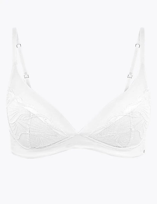 Full Coverage  Embroidered Plunge Bra