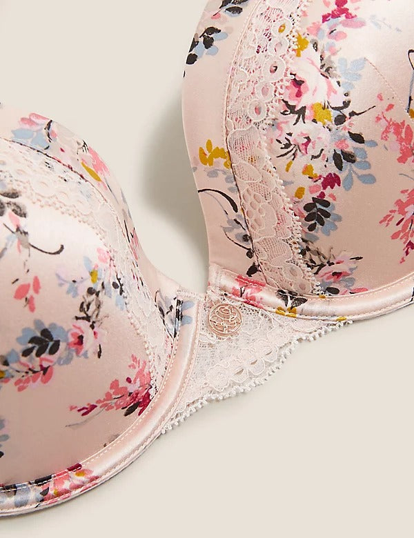 Silk Ditsy Rose Full Cup Balcony Bra Set