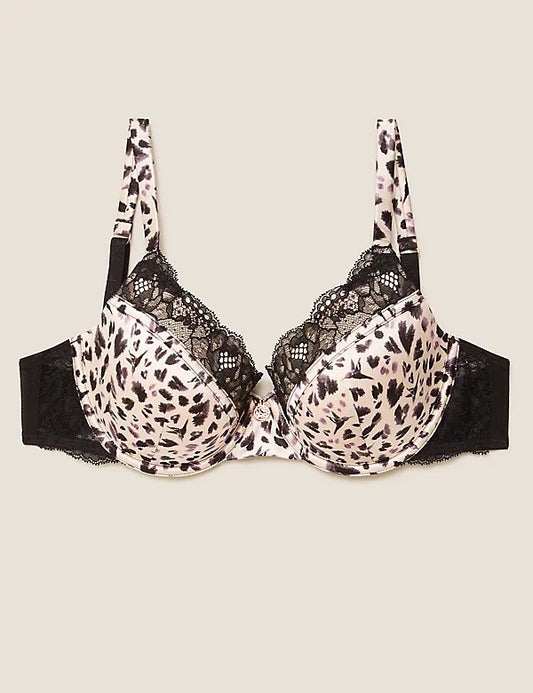 Silk Animal Print Full Cup Bra Set