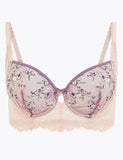 Floral Embroidered Non-Padded Balcony Bra Set