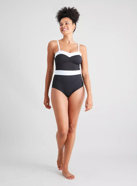 Black Colour Block Medium Control SwimsuitBlack Colour Block Medium Control Swimsuit