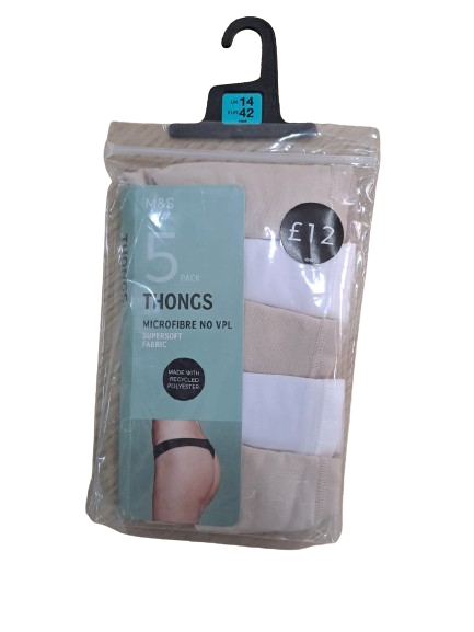 5pk No VPL Microfibre Thongs